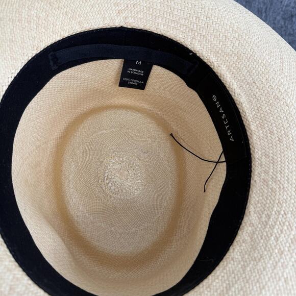 Artesano Hat Medium Tulipan Beaded in Natural Panama Straw Wide Brim Summer Chic